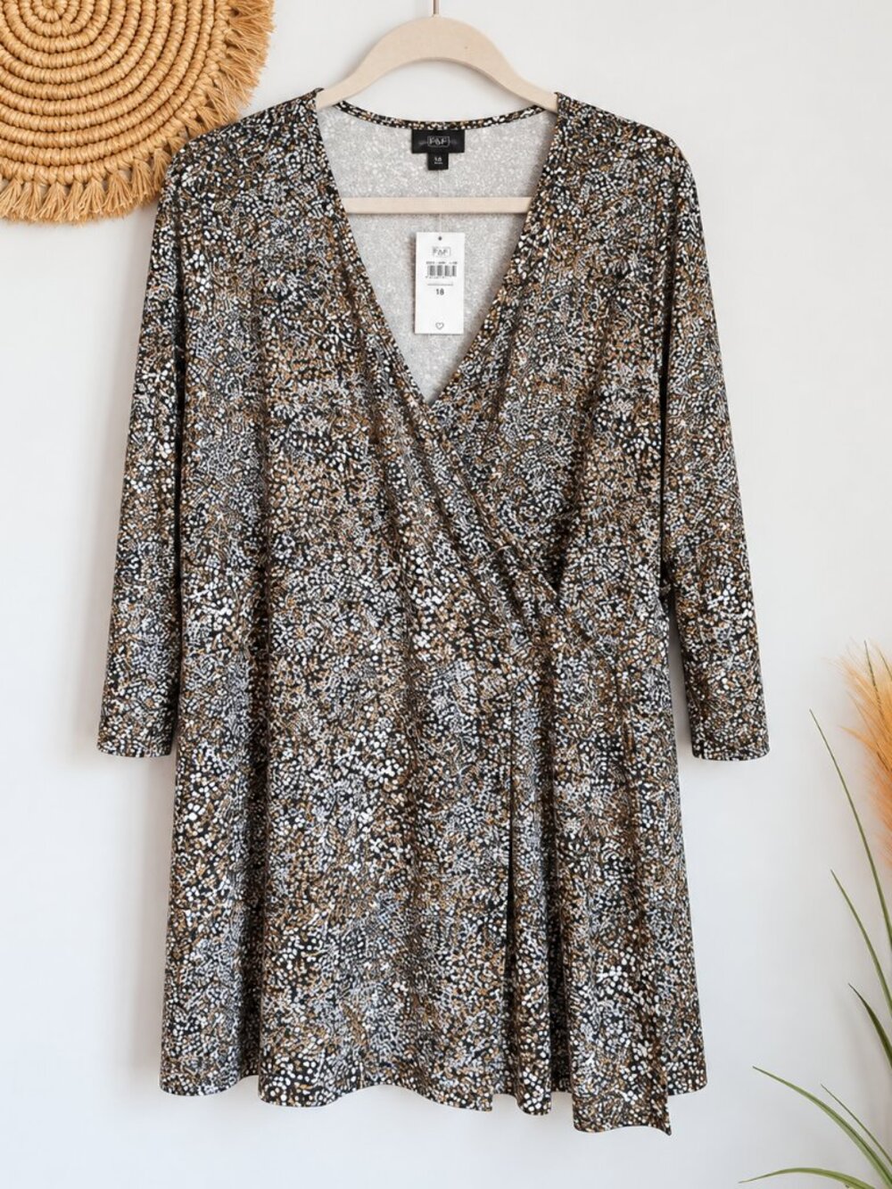 J. Jill NEW Wearever Ditsy Floral Faux Wrap Surplice Stretch Jersey Knit Top XL